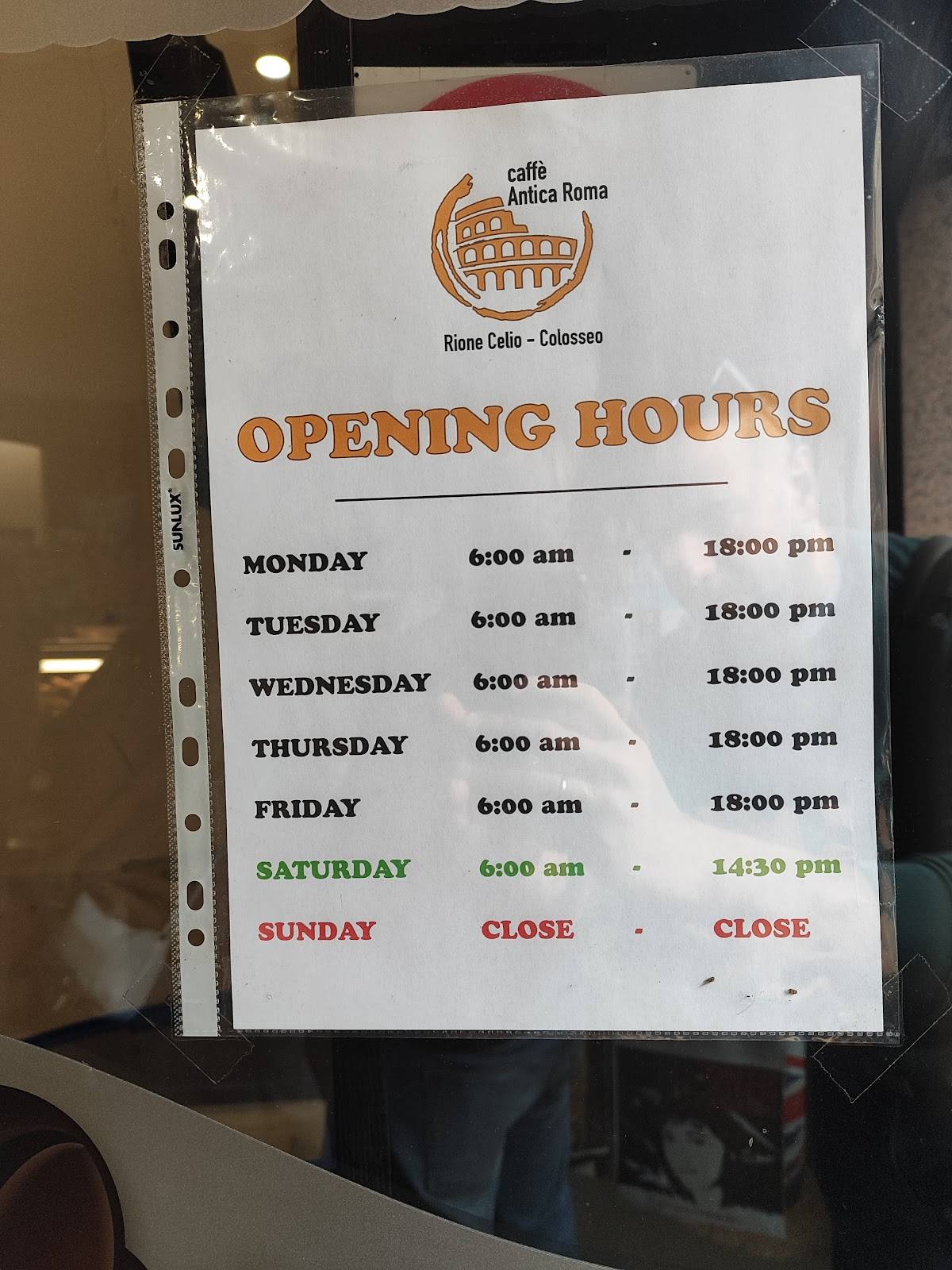 Menu di Caffè Antica Roma 