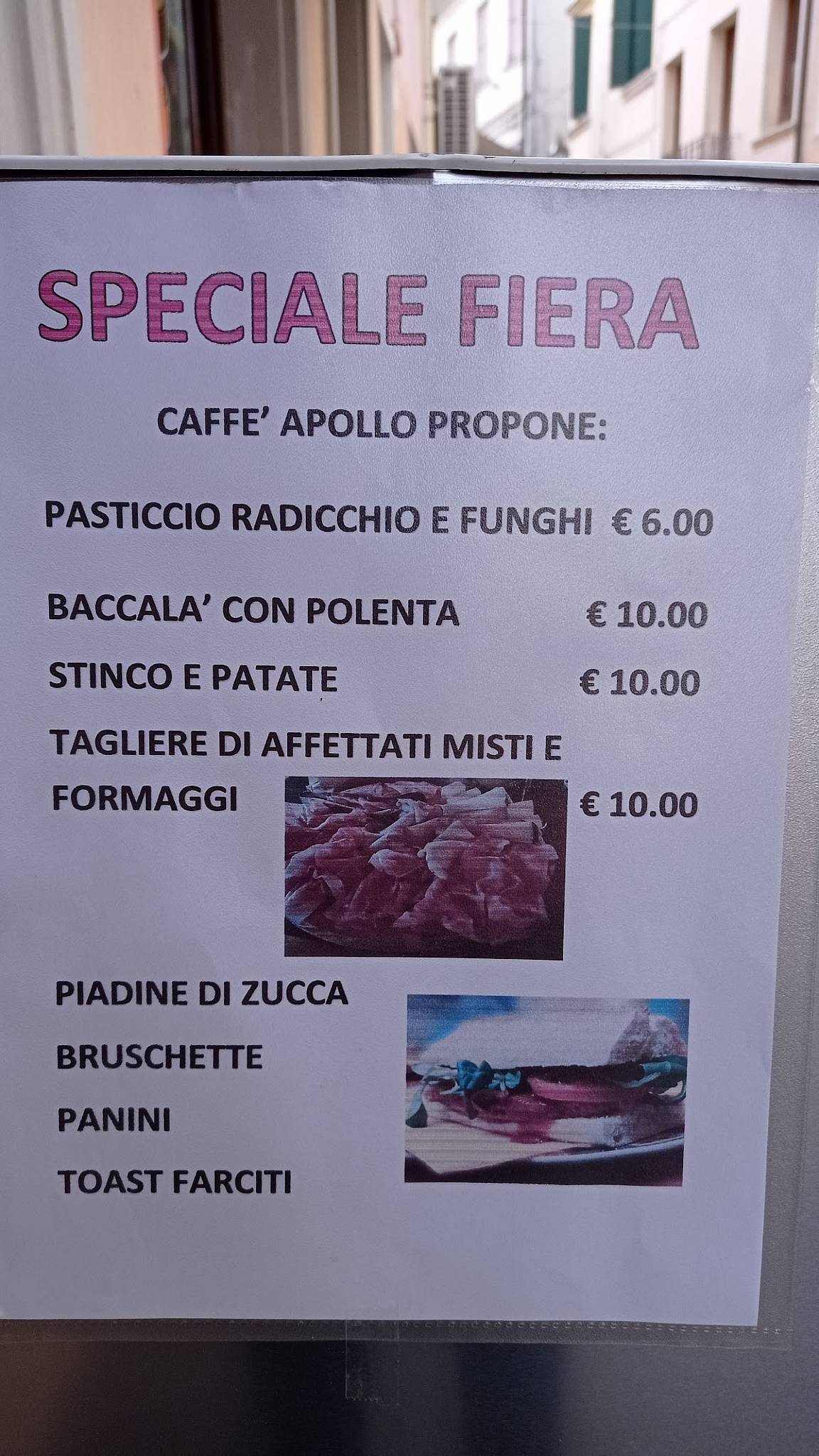 Menu di Caffè Apollo 
