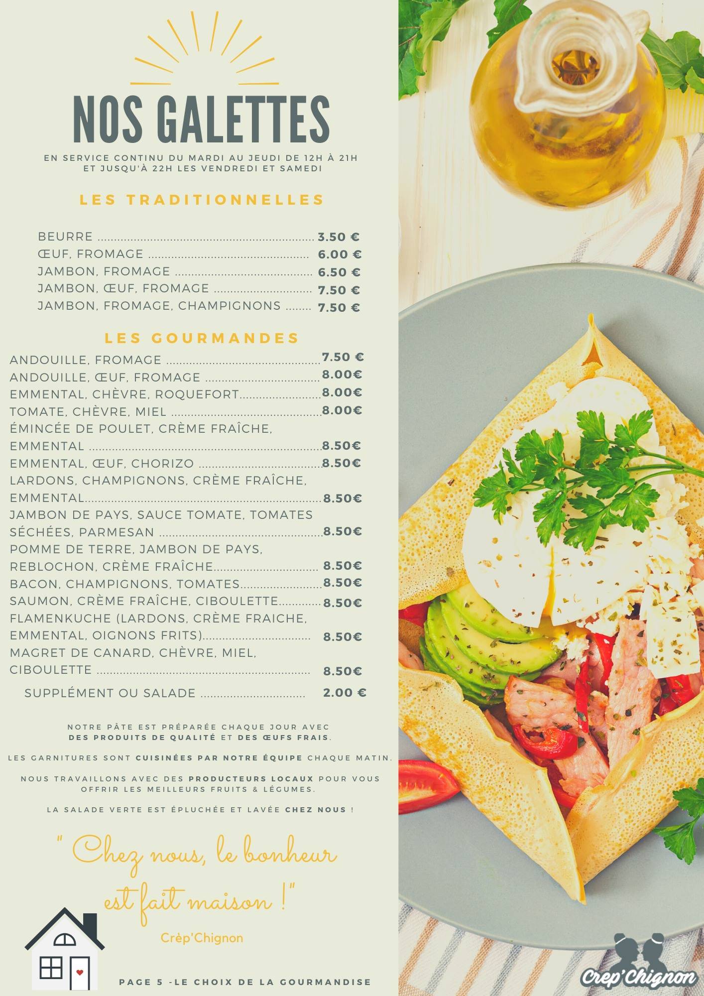 Menu de Crep'Chignon