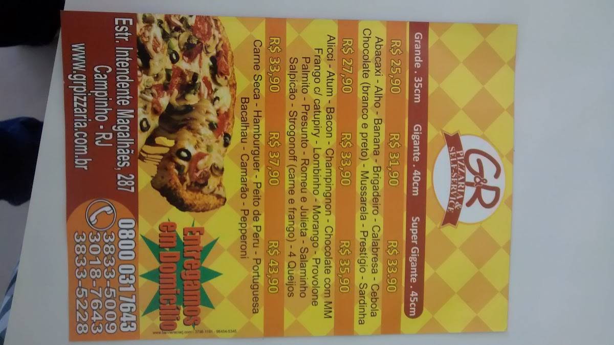 Grenal Churrascaria & Pizzaria cardápio