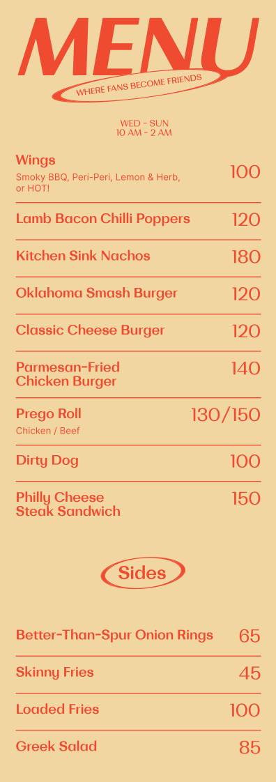 Menu de Gypsy Rabbit