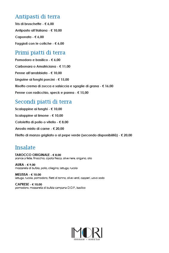 Menu di IMORI Ristorante 
