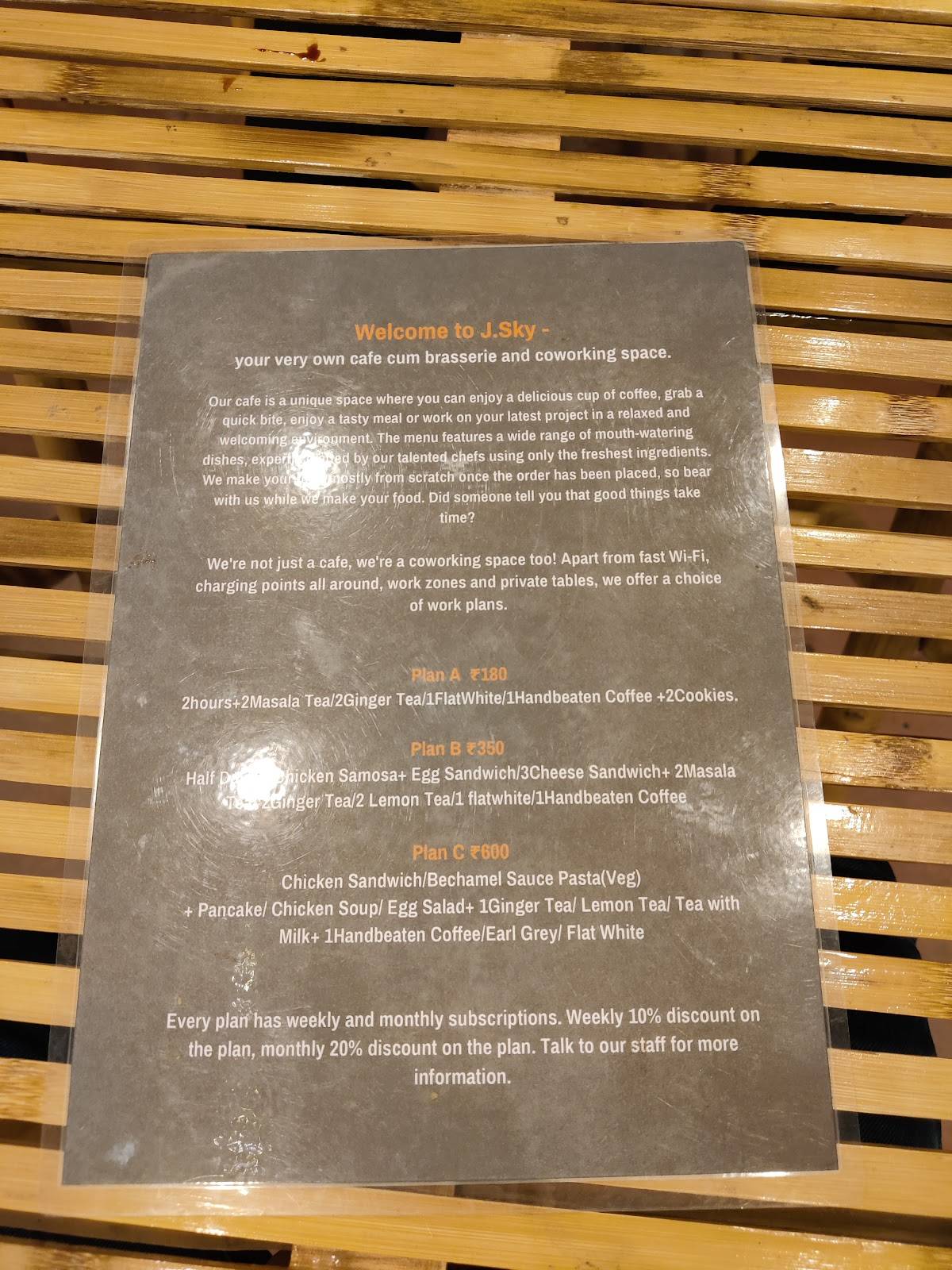 Elemental Café and Store menu