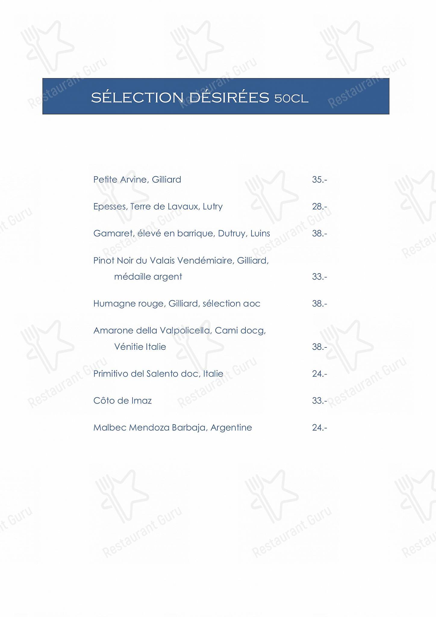 Menu di Hôtel-Restaurant Le Raisin - piatti e bevande