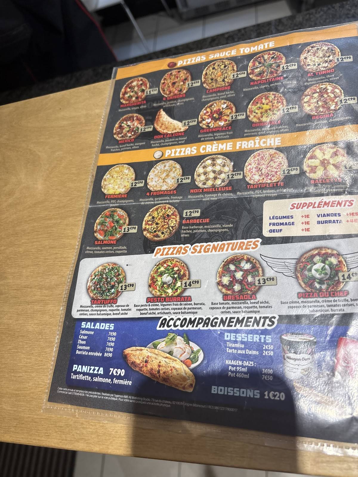 Menu de Pizza's Rider