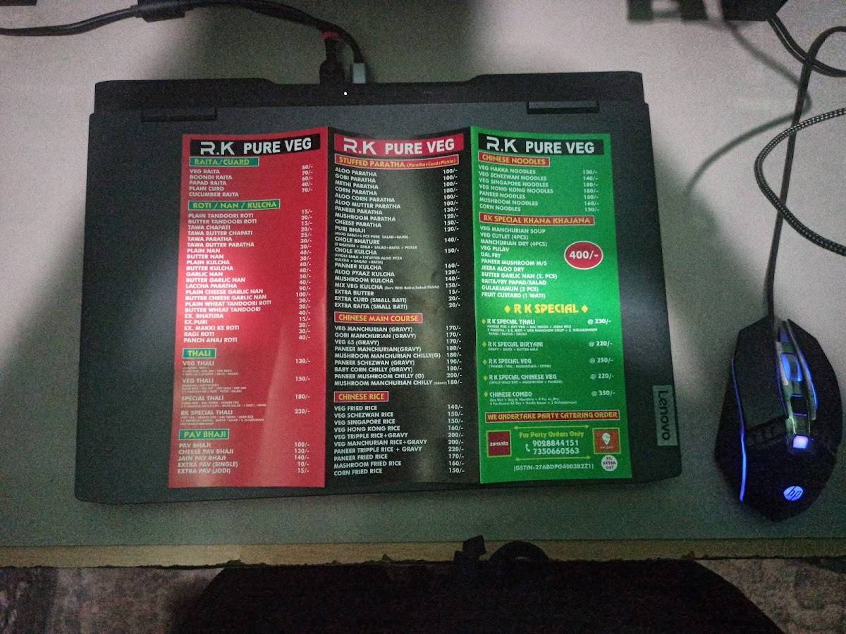 RK Pure Veg menu