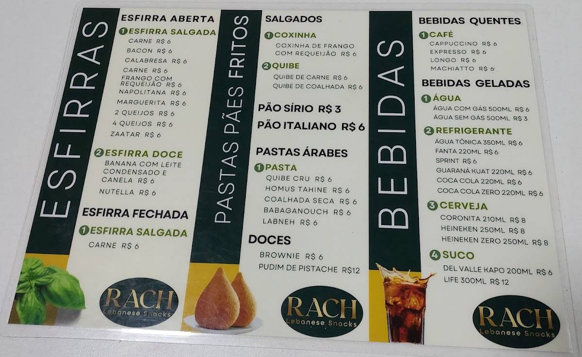 Rach Snacks cardápio