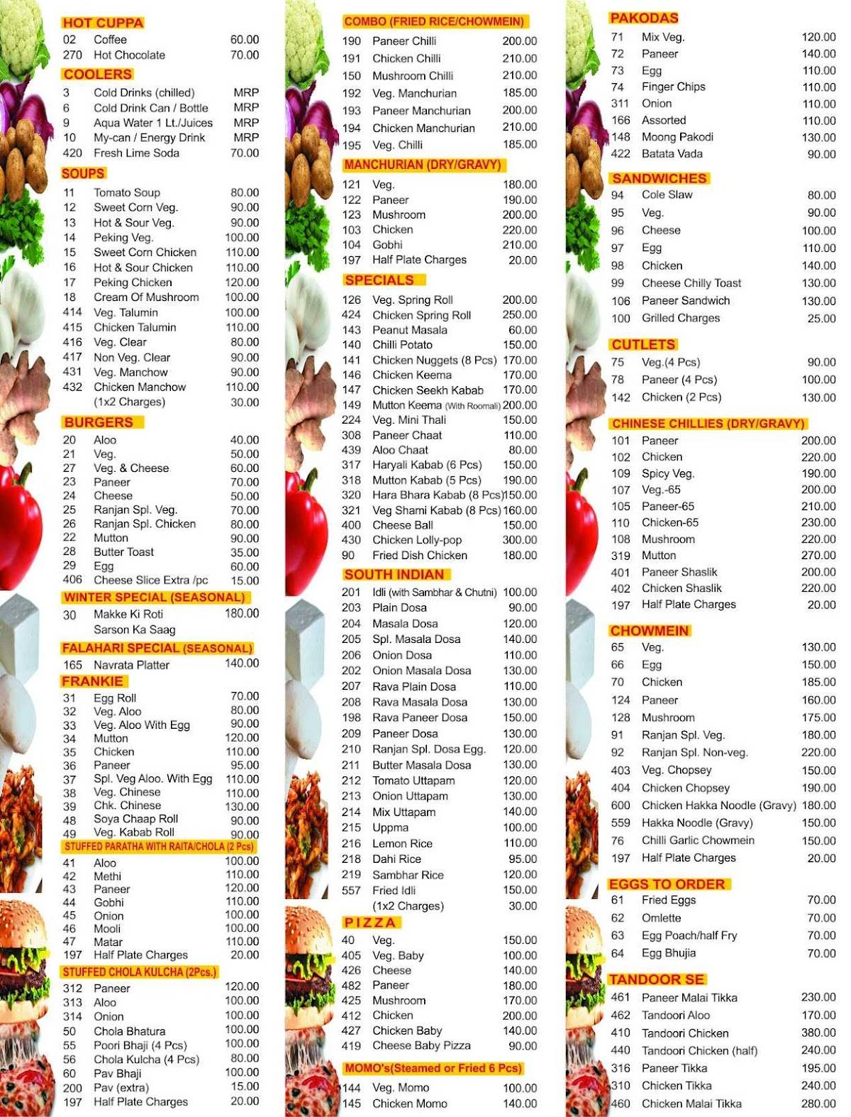 Ranjan Snack Foods menu