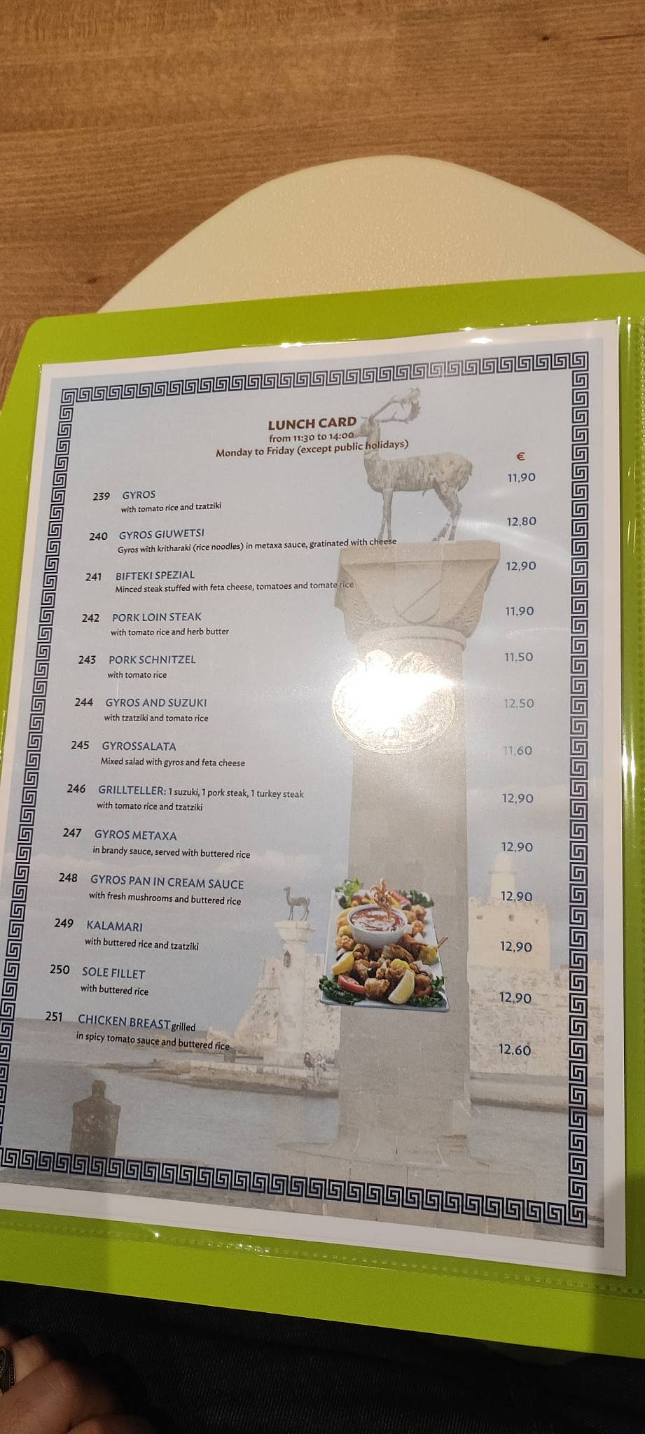 Menu de Restaurant Rhodos