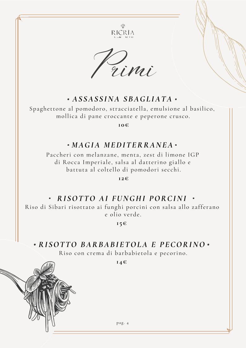 Menu di Ricria il Ristorante 