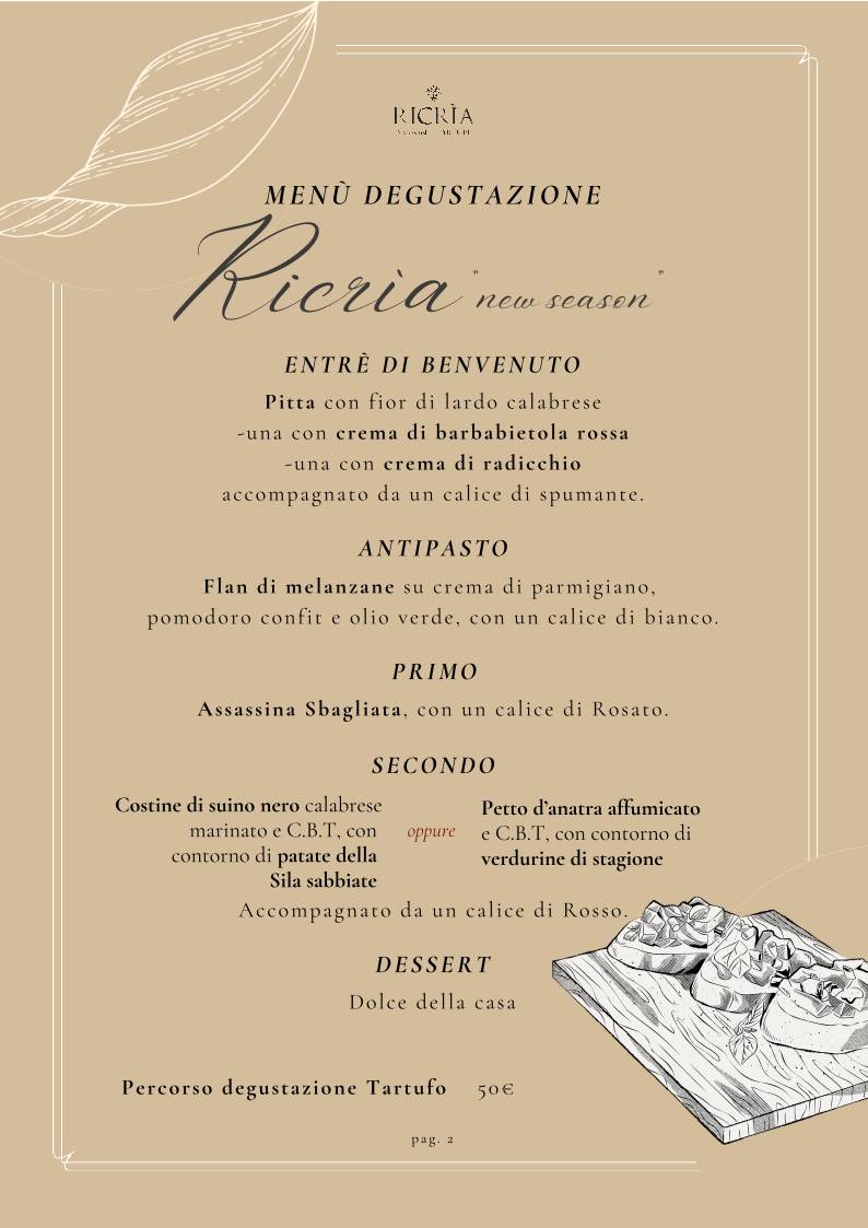 Menu di Ricria il Ristorante 