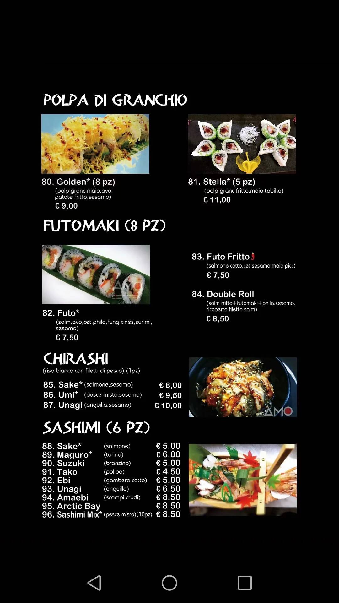 Menu di Ristorante AMO Sushi 