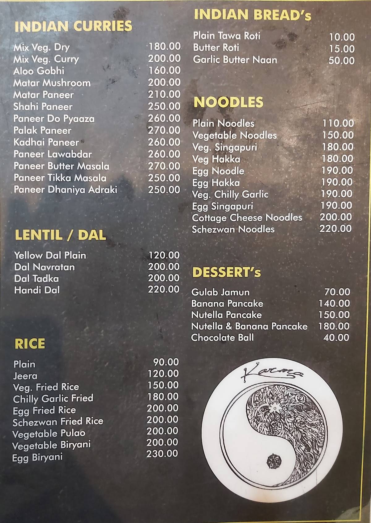 Cafe Karma menu