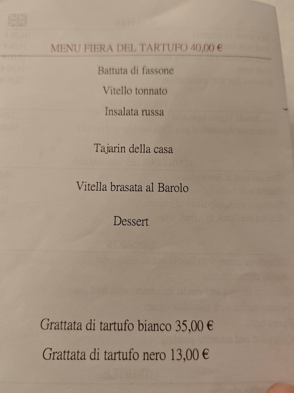 Menu di Ristorante Brezza 