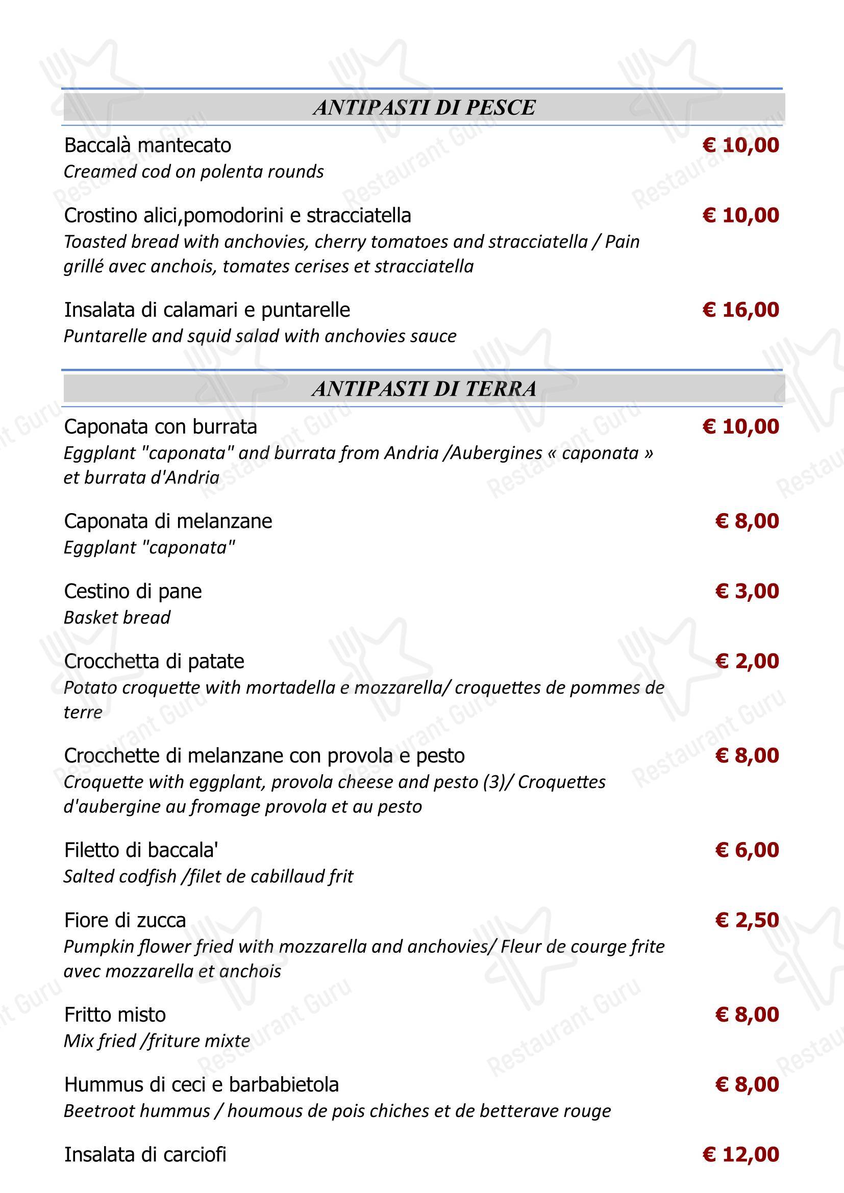 Menu per Ristorante Capperi! in Roma