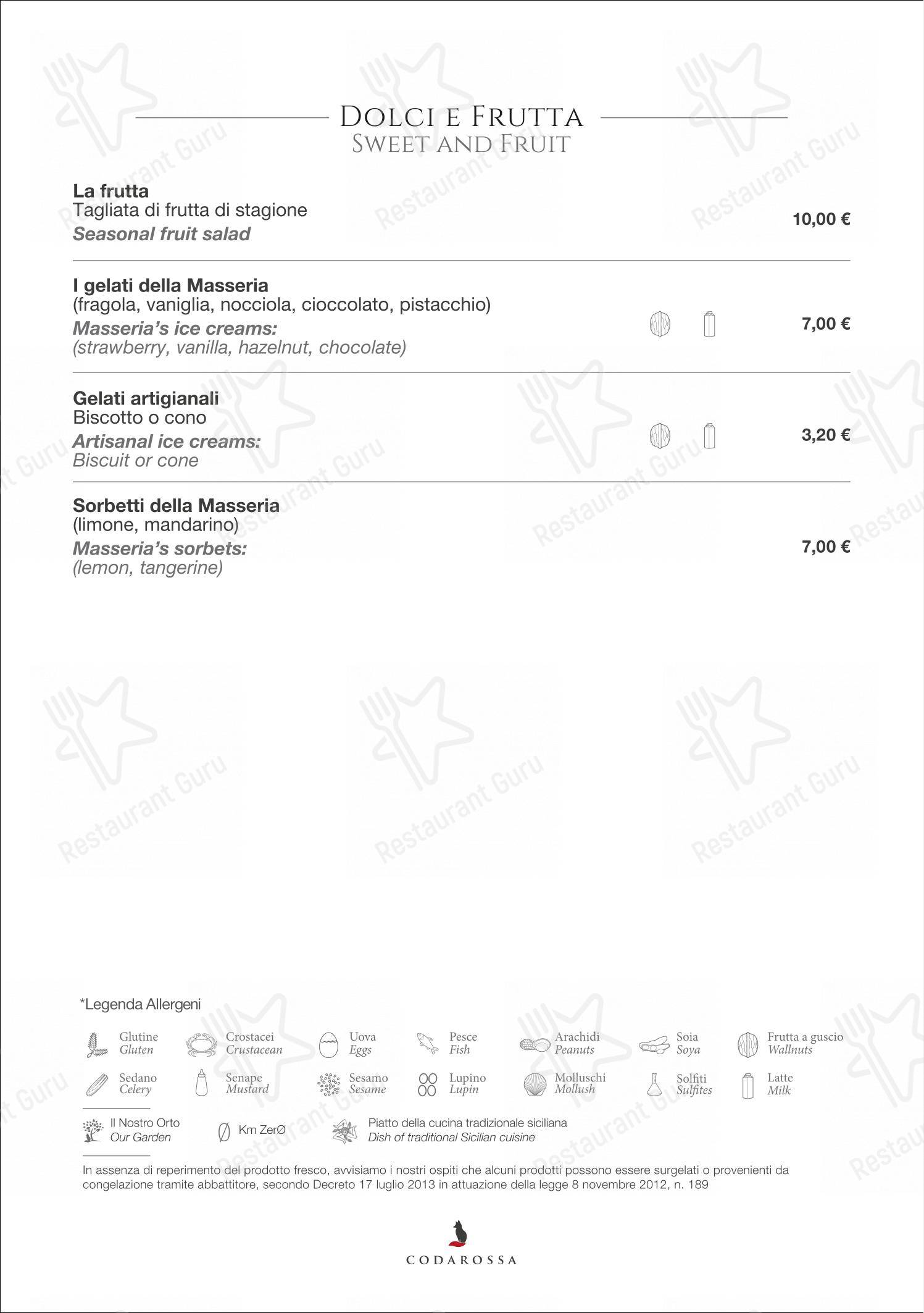 Menu di Ristorante Codarossa - Menu bar