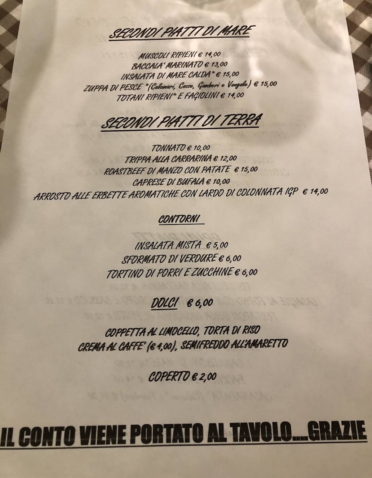 Menu di Ristorante Roma 