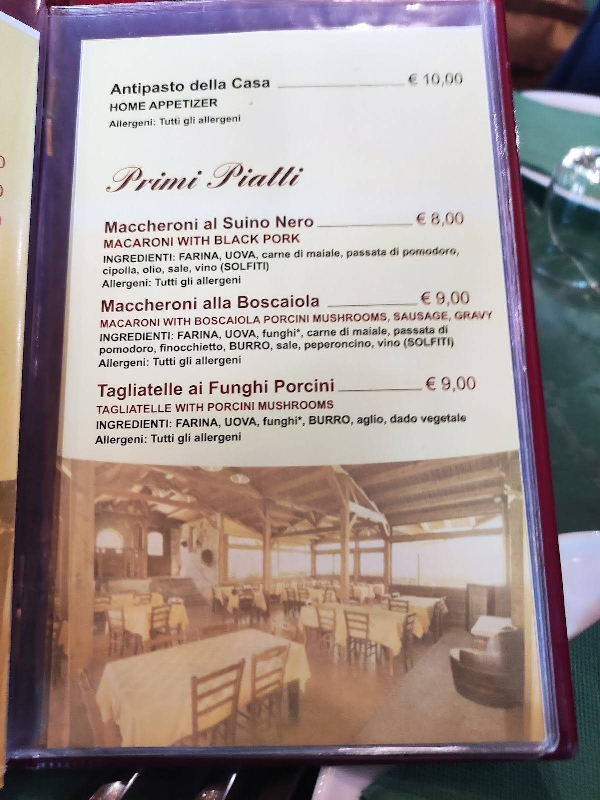 Menu di Ristorante Villa Ribot 