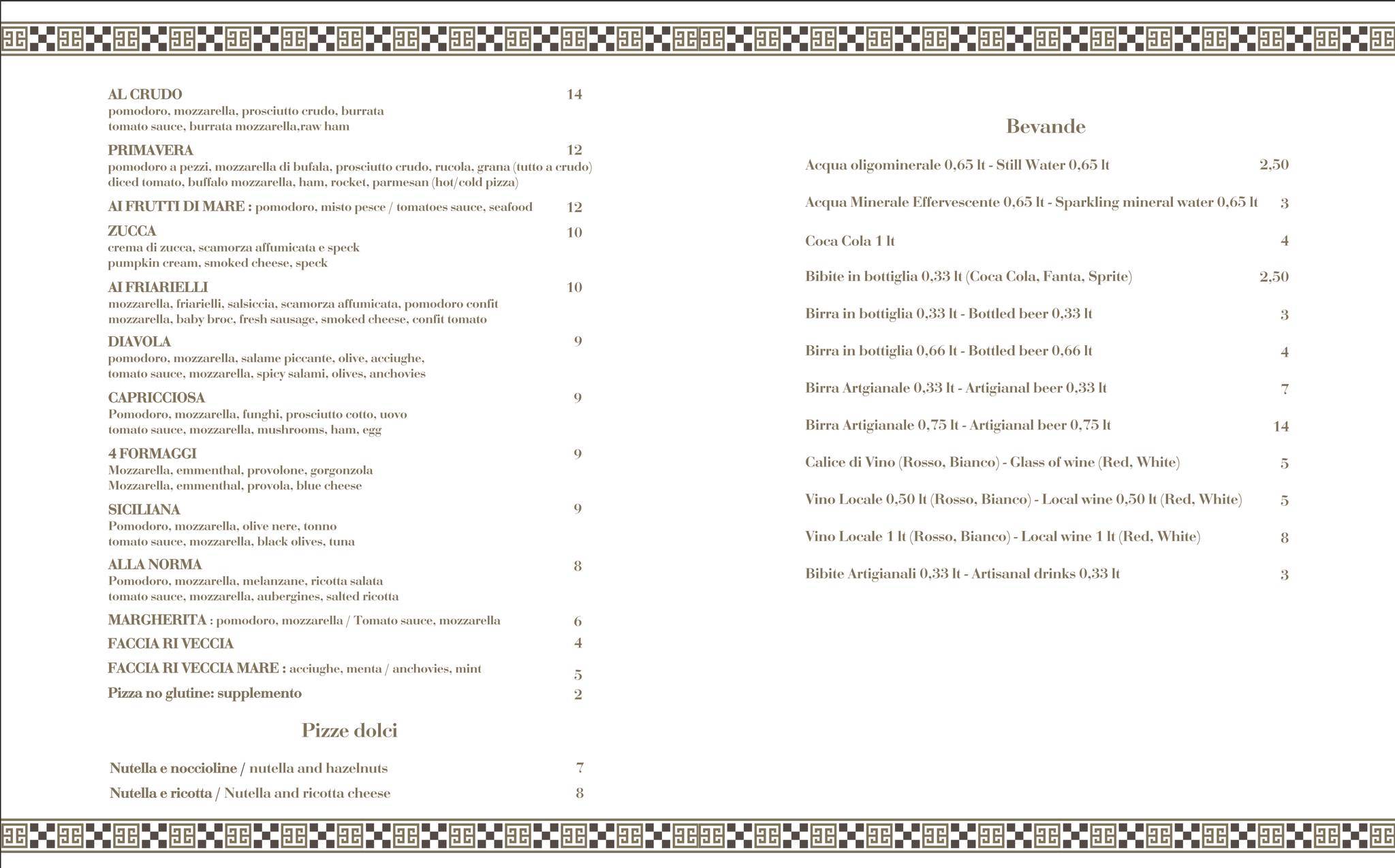 Menu di Ristorante ll Barocco 