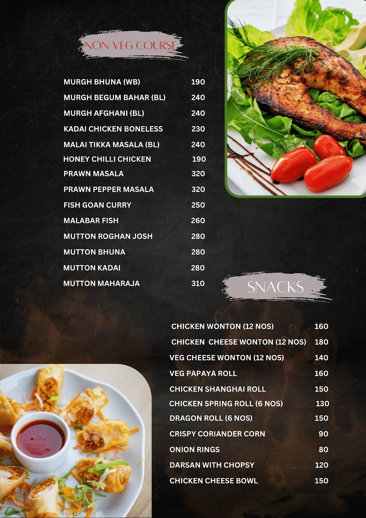 Rolls Rise Signature menu
