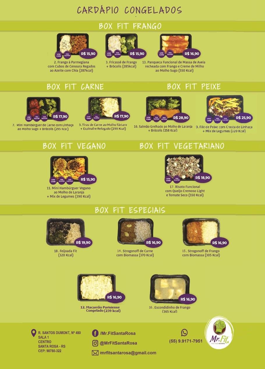 Mr.Fit Santa Rosa cardápio