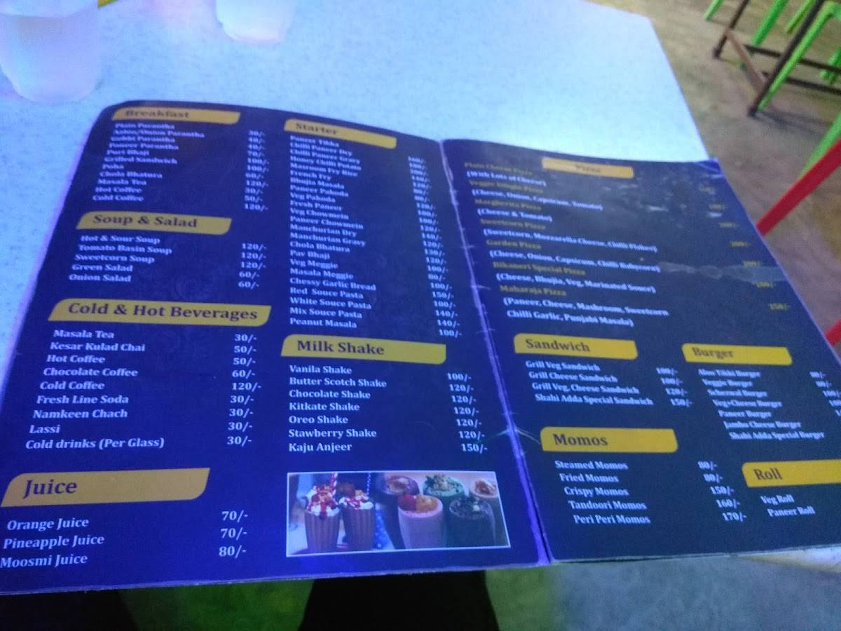 Shahi Adda menu