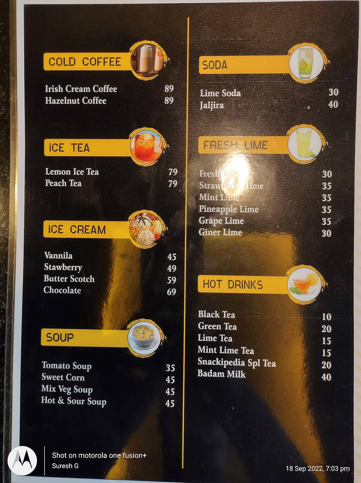 Snackipedia menu