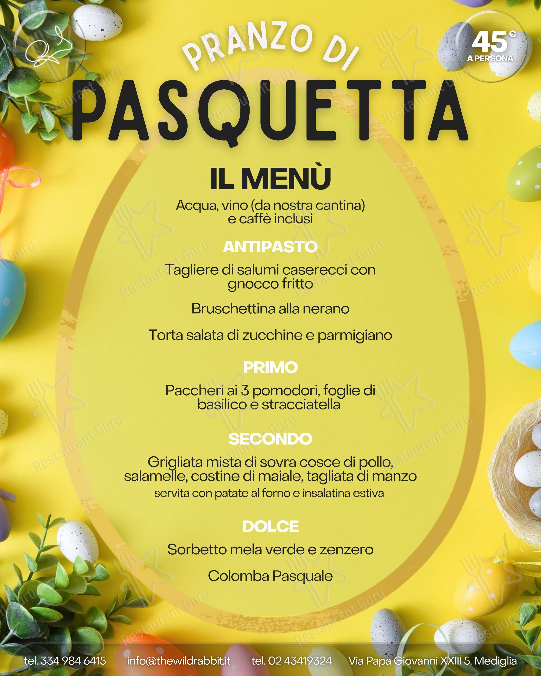 Menu bar per The Wild Rabbit ristorante