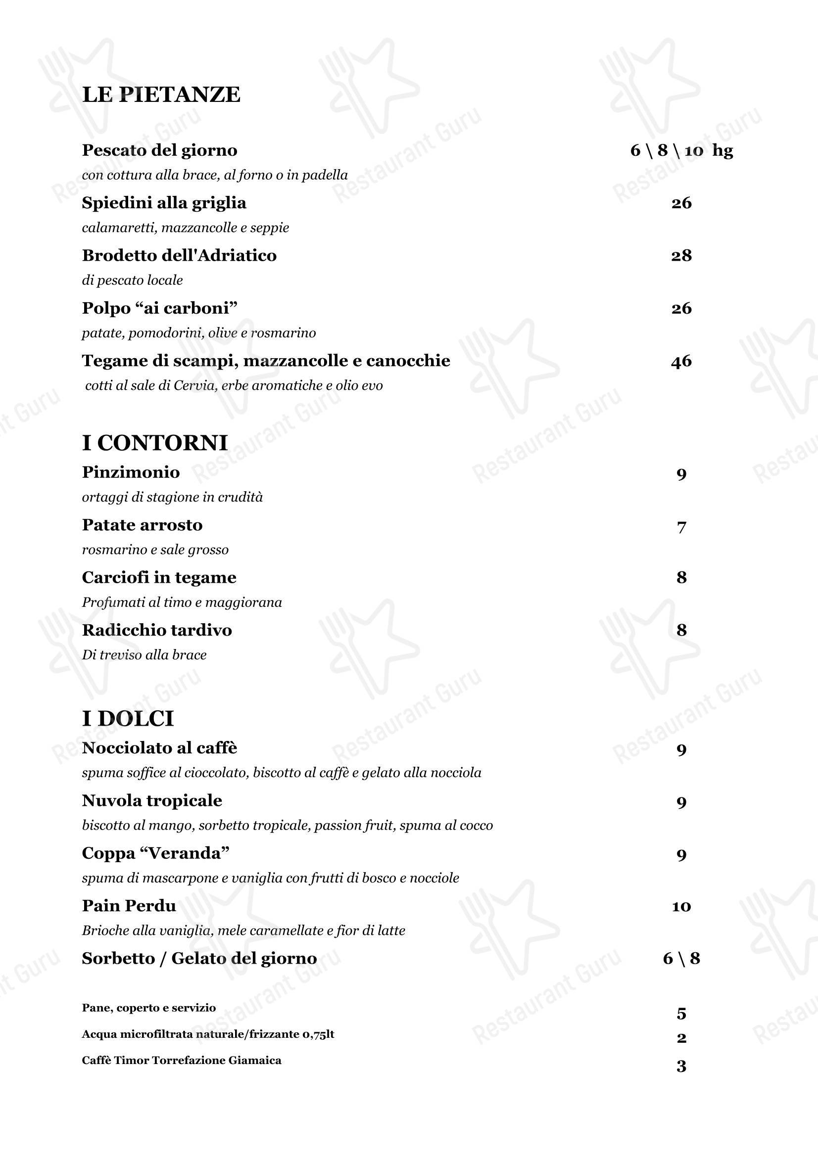 Veranda Ristorante in Cesenatico - Menu bar