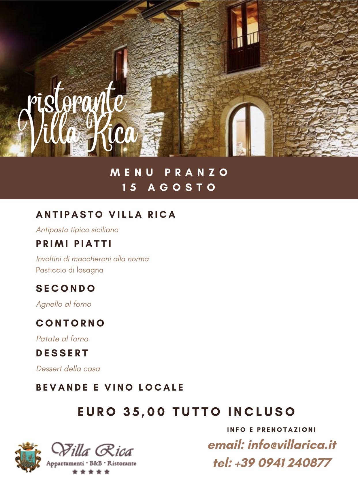 Menu di Villa Rica Patti 