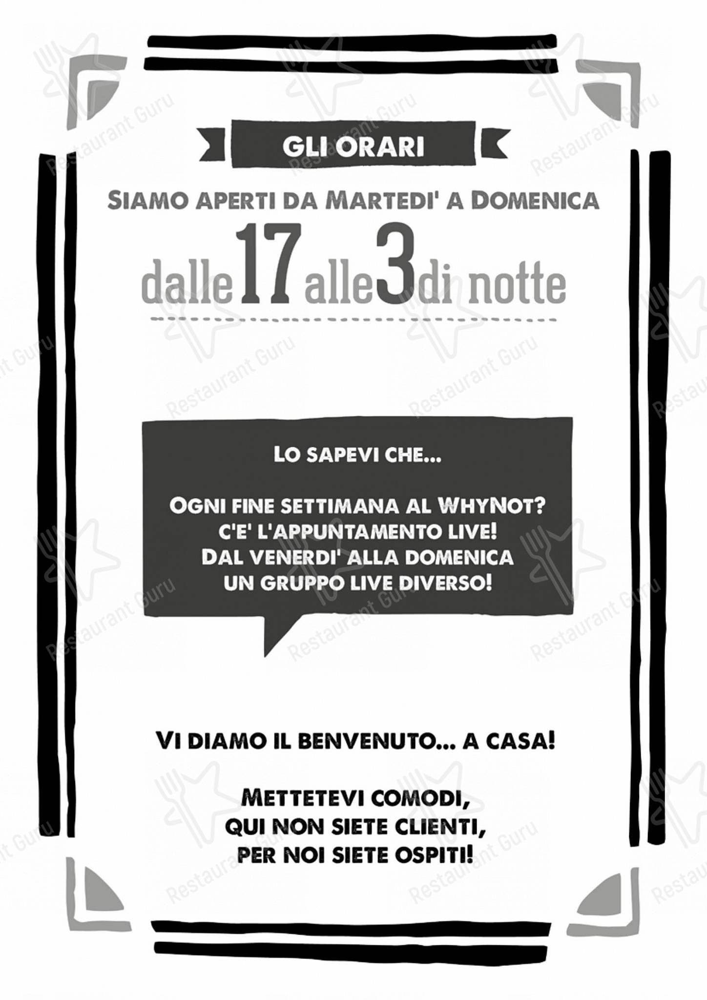 Why Not? Pub in Balestrate - Dinner Menu